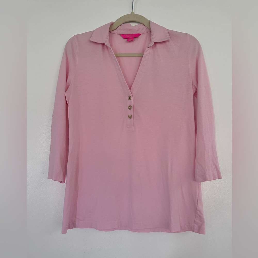 Lilly Pulitzer Pink Button Down Polo Shirt